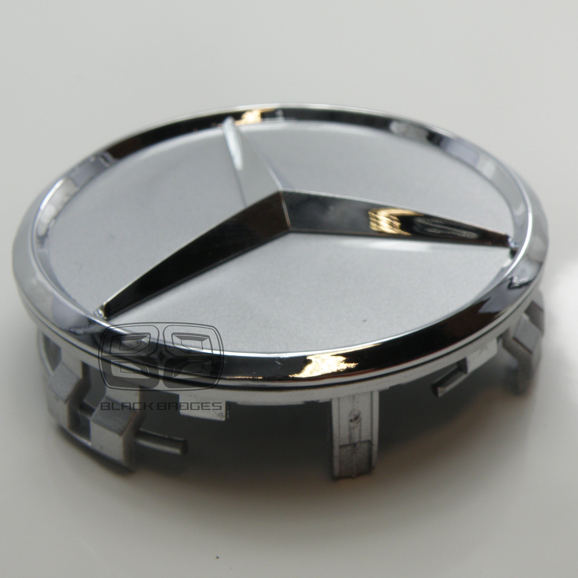 CHROME STAR CENTRE CAPS to fit ALL MERCEDES ALLOY WHEELS 75mm