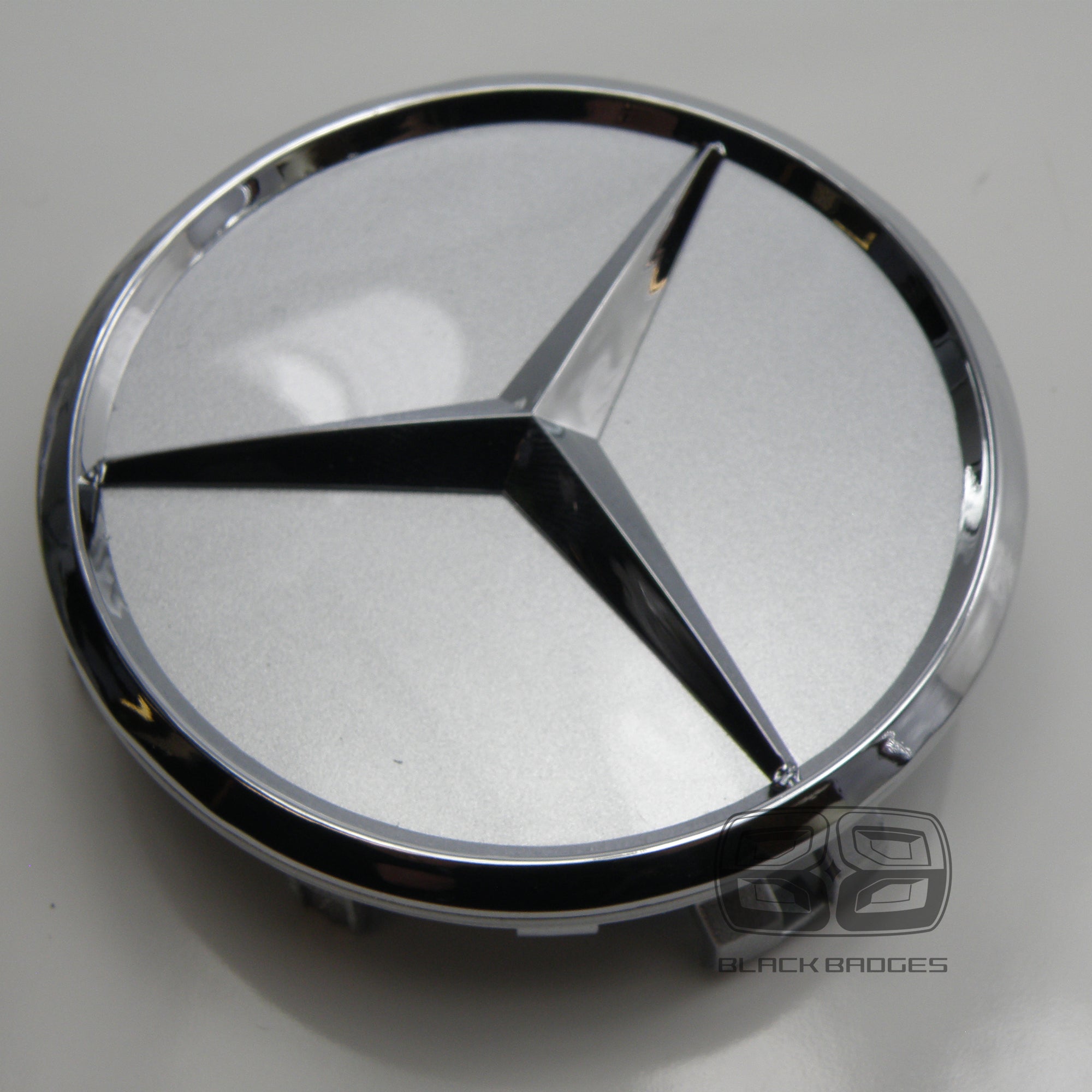 CHROME STAR CENTRE CAPS to fit ALL MERCEDES ALLOY WHEELS 75mm
