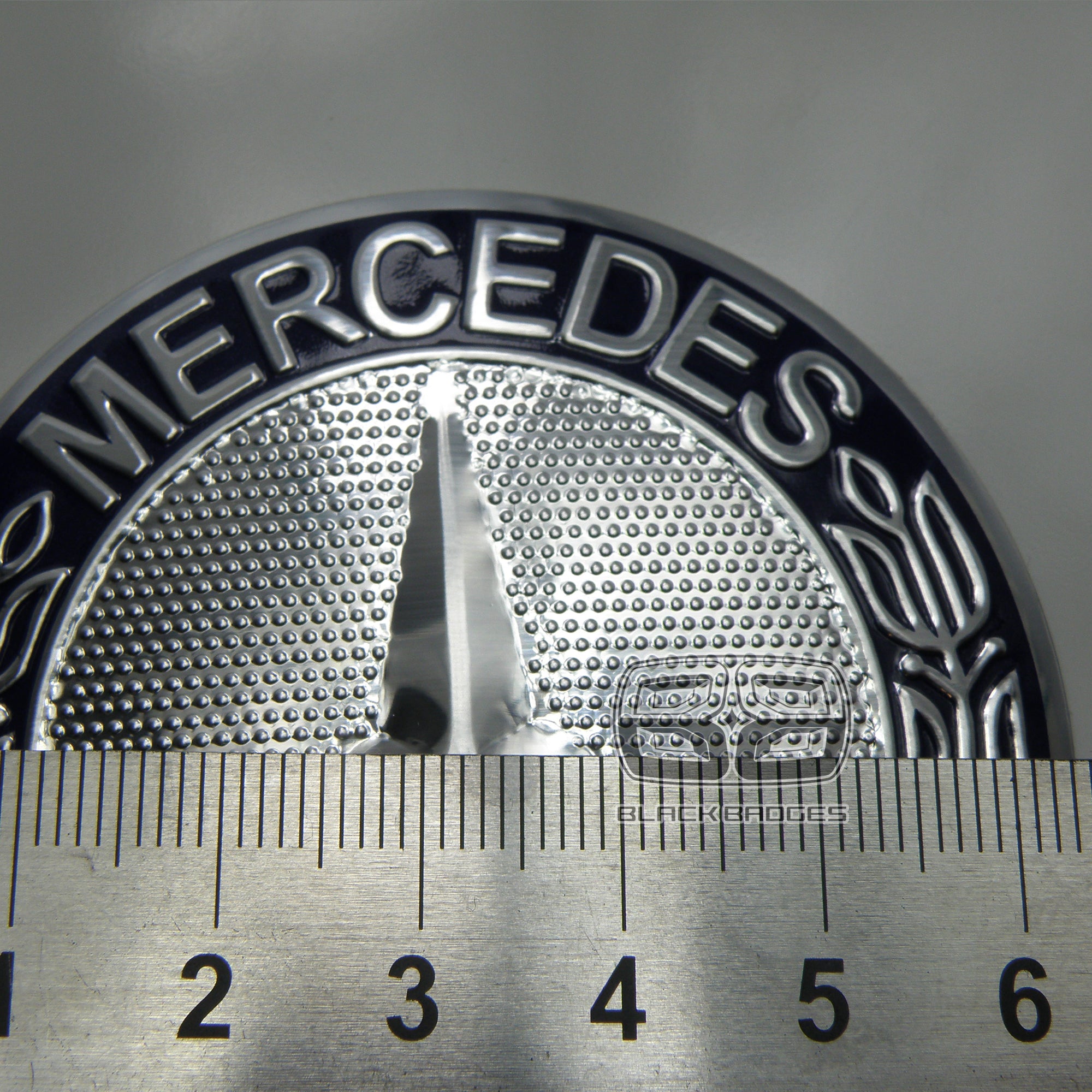 CHROME & BLUE CENTRE CAP BADGES to fit ALL MERCEDES ALLOY WHEELS
