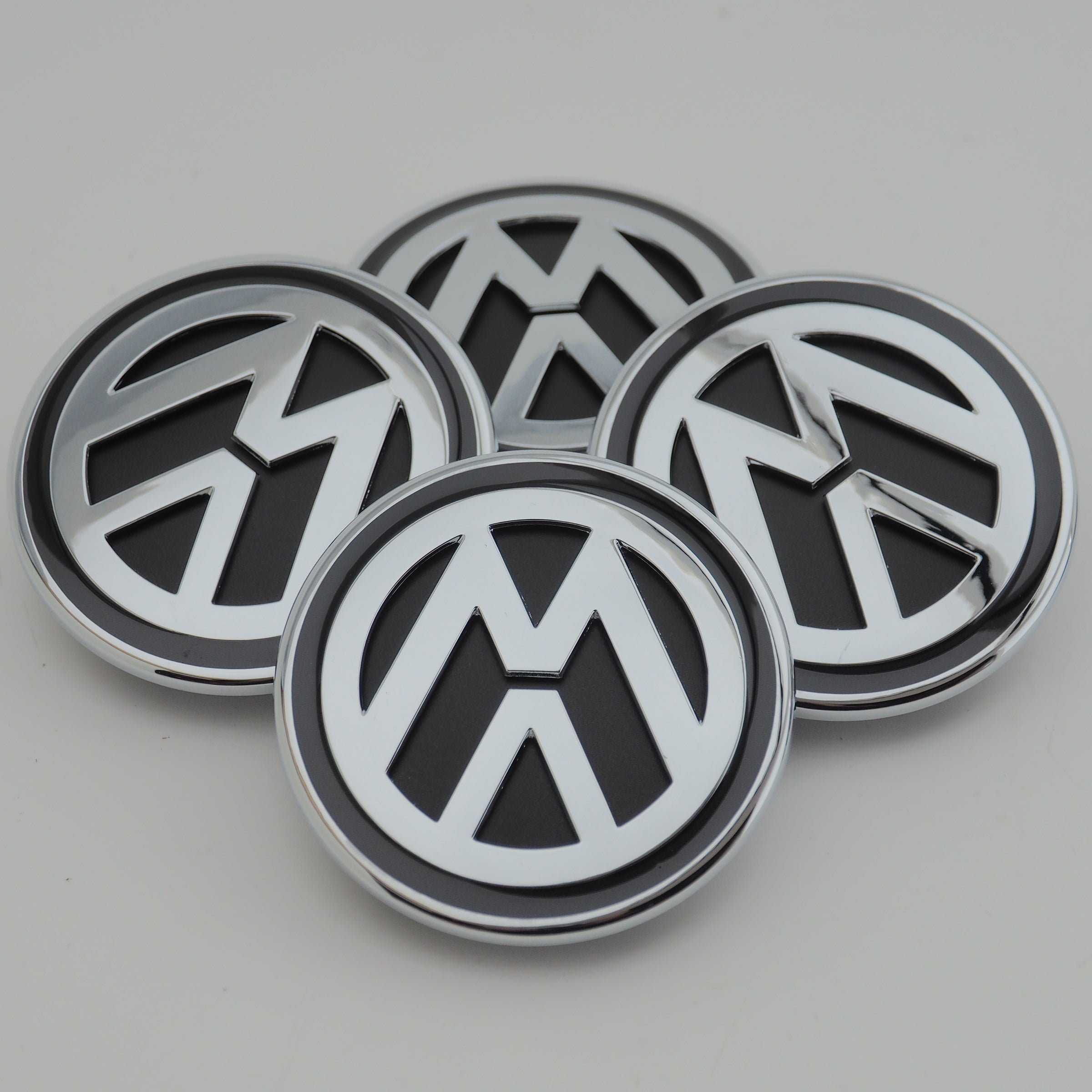 BLACK CHROME RANGE ROVER SIZED VW T5 T6 TRANSPORTER ALLOY WHEEL CENTRE CAPS