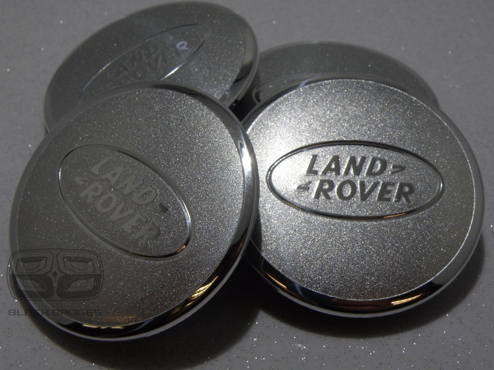 GENUINE LAND RANGE ROVER SPORT VOGUE SPARKLE SILVER CHROME ALLOY WHEEL CENTRE CAPS