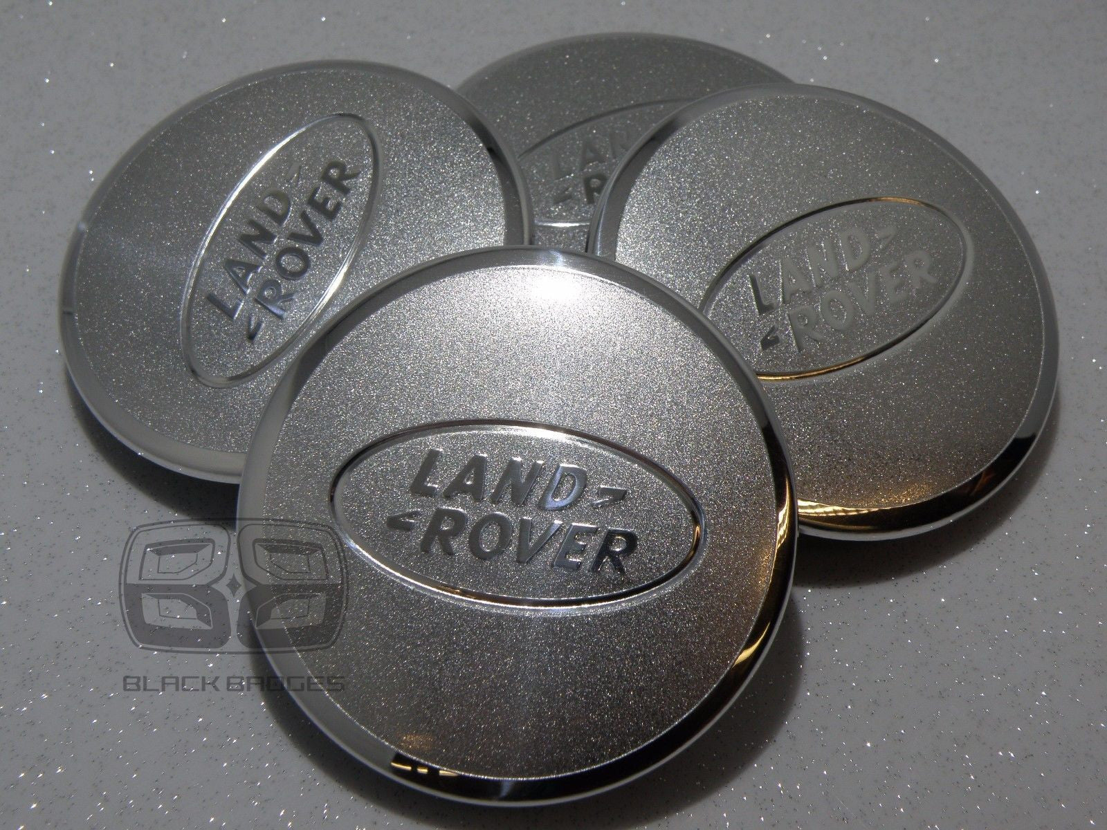 GENUINE LAND RANGE ROVER SPORT VOGUE SPARKLE SILVER CHROME ALLOY WHEEL CENTRE CAPS