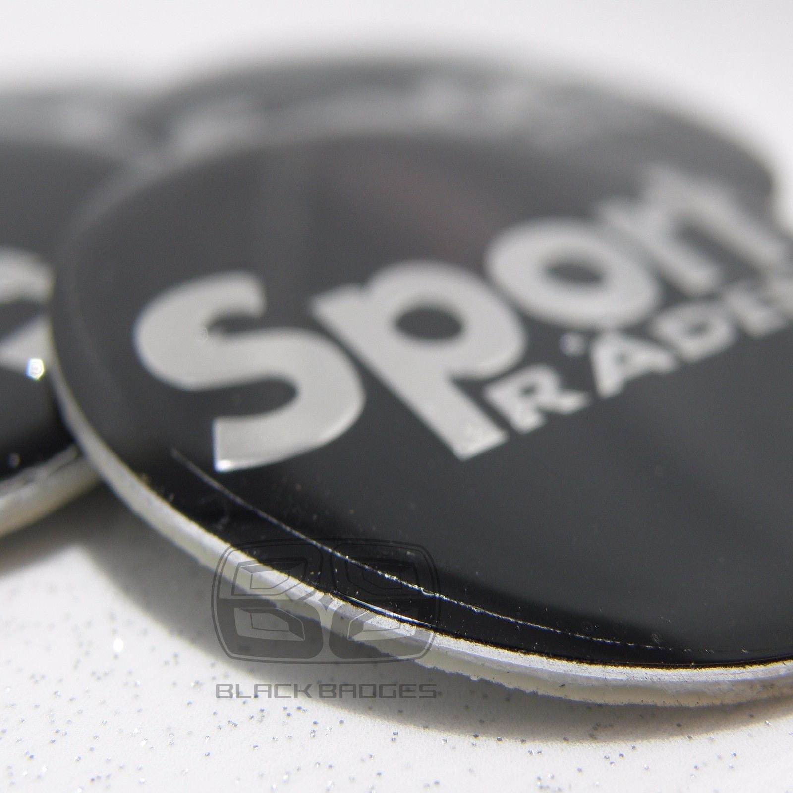 50mm RADER SPORT ALLOY WHEEL CENTRE CAP BADGES CAPS 50 mm 5CM BLACK VW AUDI