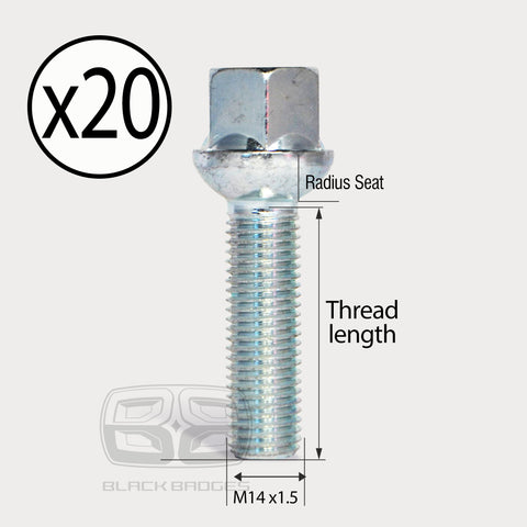 20x 45mm LONG M14 1.5 RADIUS BALL SEAT ALLOY WHEEL BOLTS MERCEDES FITMENT