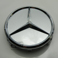 CHROME STAR CENTRE CAPS to fit ALL MERCEDES ALLOY WHEELS 75mm