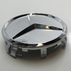 CHROME STAR CENTRE CAPS to fit ALL MERCEDES ALLOY WHEELS 75mm