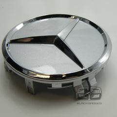 CHROME STAR CENTRE CAPS to fit ALL MERCEDES ALLOY WHEELS 75mm