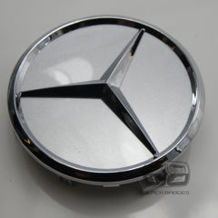 CHROME STAR CENTRE CAPS to fit ALL MERCEDES ALLOY WHEELS 75mm