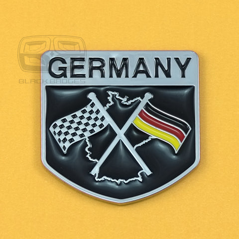 GERMAN FLAG RACING CAR BADGE VW GOLF GTI RS4 BMW 3 5 SERIES CLASSIC CHEQUERED