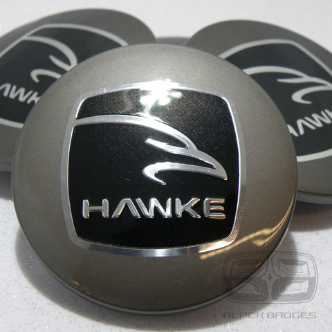GENUINE HAWKE GUNMETAL ALLOY WHEEL CENTRE CAPS RANGE ROVER EVOQUE FREELANDER 2