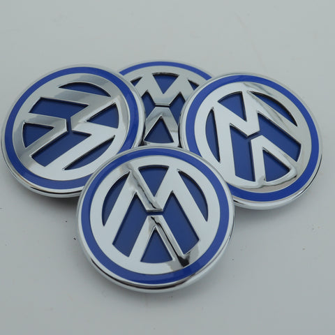 BLUE CHROME RANGE ROVER SIZED VW T5 T6 TRANSPORTER VAN ALLOY WHEEL CENTRE CAPS
