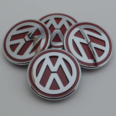 RED CHROME RANGE ROVER SIZED VW T5 T6 TRANSPORTER ALLOY WHEEL CENTRE CAPS
