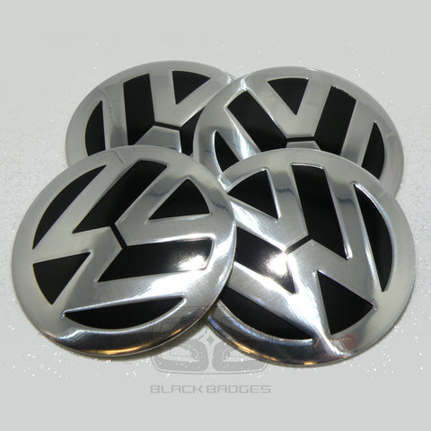VW EMBOSSED BLACK & CHROME 60MM WHEEL CAP TO FIT RANGE ROVER WHEELS