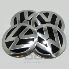 VW EMBOSSED BLACK & CHROME 60MM WHEEL CAP TO FIT RANGE ROVER WHEELS