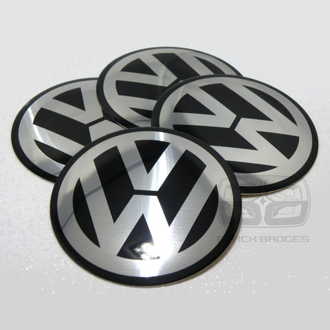 VW POLISHED BLACK & CHROME 60MM WHEEL CAP TO FIT RANGE ROVER WHEELS