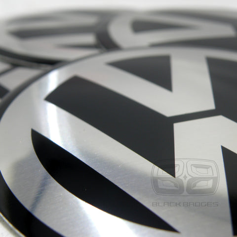 VW POLISHED BLACK & CHROME 60MM WHEEL CAP TO FIT RANGE ROVER WHEELS
