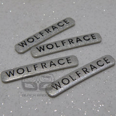 ALLOY WHEEL RIM LIP EDGE BADGES SET BADGE WOLFRACE SPARKLE SILVER STICKER 34mm