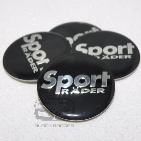 50mm RADER SPORT ALLOY WHEEL CENTRE CAP BADGES CAPS 50 mm 5CM BLACK VW AUDI