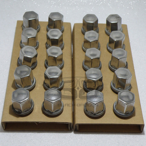 20x GENUINE OEM LAND RANGE ROVER EVOQUE ALLOY WHEEL NUTS STAINLESS CAPS BOLTS
