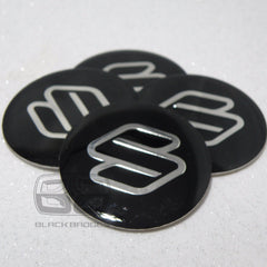 50mm SUZUKI ALLOY WHEEL CENTRE CAP BADGES CAPS 50 mm 5CM BLACK SILVER LOGO