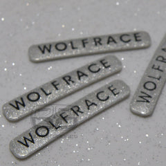 ALLOY WHEEL RIM LIP EDGE BADGES SET BADGE WOLFRACE SPARKLE SILVER STICKER 34mm