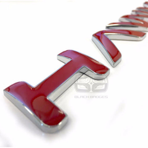 RANGE ROVER DISCOVERY SPORT VOGUE EVOQUE RED CHROME HAWKE BONNET LETTERING BADGE