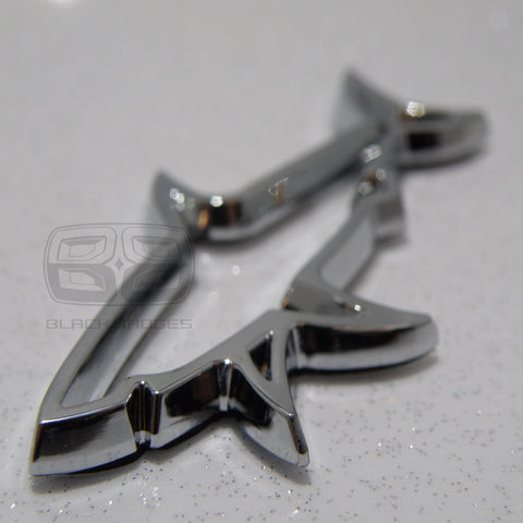 CHROME SHARK JAWS GREAT WHITE CAR 3D BADGE DIVING SCUBA VAN BIKE STICKER DOOR KA