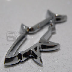 CHROME SHARK JAWS GREAT WHITE CAR 3D BADGE DIVING SCUBA VAN BIKE STICKER DOOR KA