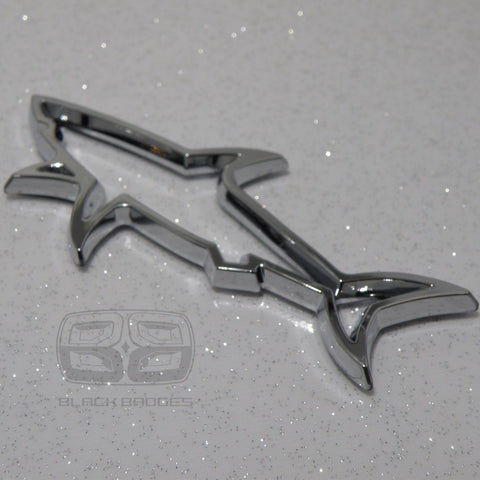 CHROME SHARK JAWS GREAT WHITE CAR 3D BADGE DIVING SCUBA VAN BIKE STICKER DOOR KA
