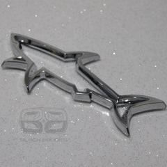 CHROME SHARK JAWS GREAT WHITE CAR 3D BADGE DIVING SCUBA VAN BIKE STICKER DOOR KA