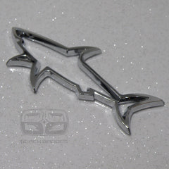 CHROME SHARK JAWS GREAT WHITE CAR 3D BADGE DIVING SCUBA VAN BIKE STICKER DOOR KA