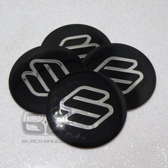 50mm SUZUKI ALLOY WHEEL CENTRE CAP BADGES CAPS 50 mm 5CM BLACK SILVER LOGO